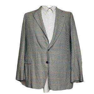 Samuelsohn Multicolored Houndstooth w/ Red Check 2 Btn Super 100 Dormeuil Sz 42L